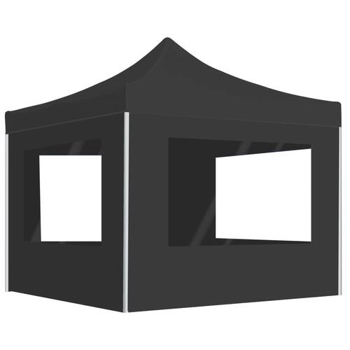 Foldbart festtelt med vægge aluminium 3 x 3 m antracitgrå