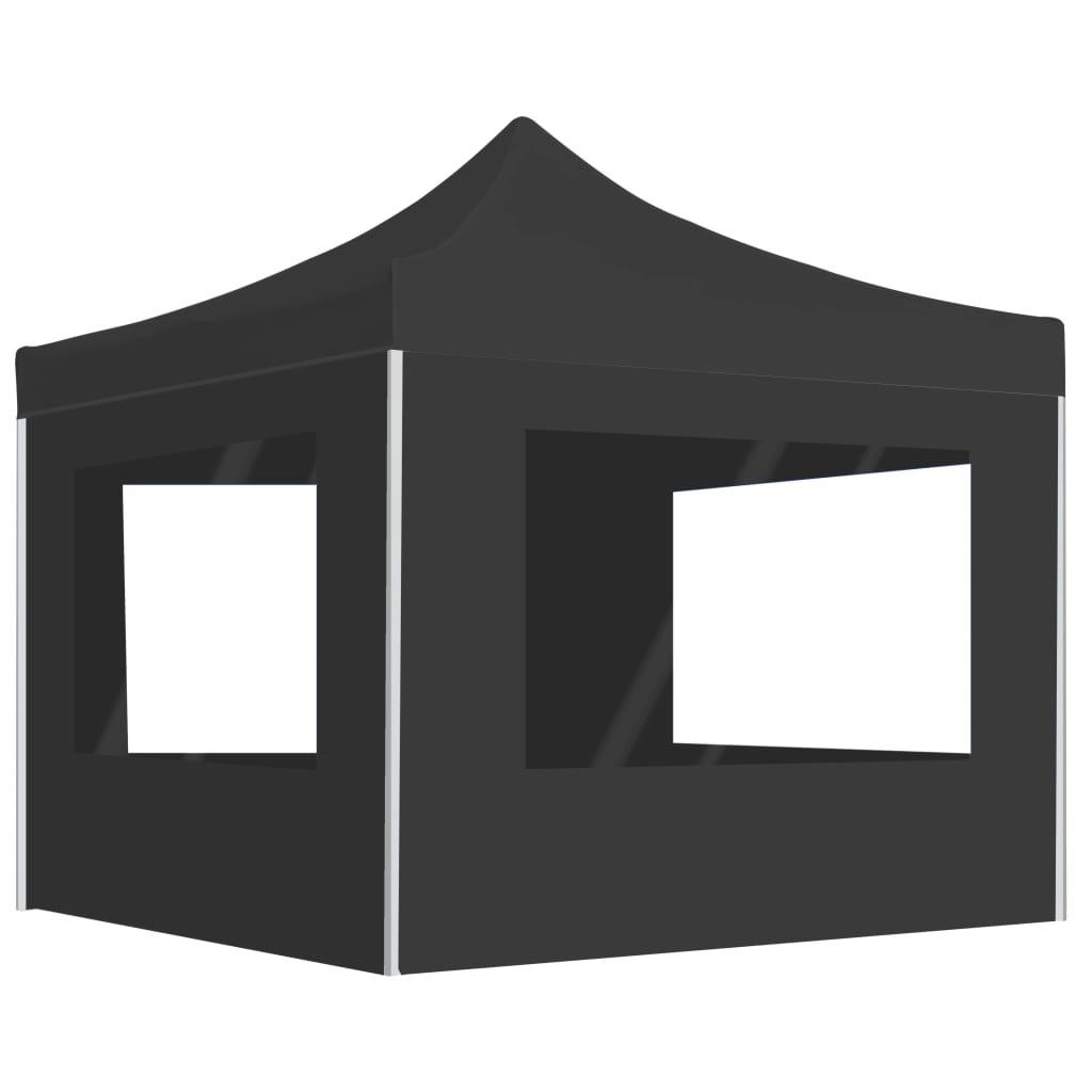 Foldbart festtelt med vægge aluminium 3 x 3 m antracitgrå