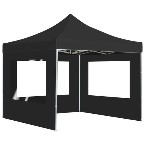 Foldbart festtelt med vægge aluminium 3 x 3 m antracitgrå