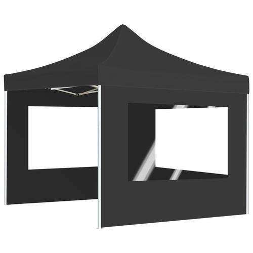 Foldbart festtelt med vægge aluminium 3 x 3 m antracitgrå