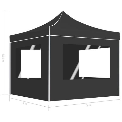Foldbart festtelt med vægge aluminium 3 x 3 m antracitgrå