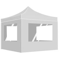 Foldbart festtelt med vægge aluminium 3 x 3 m hvid