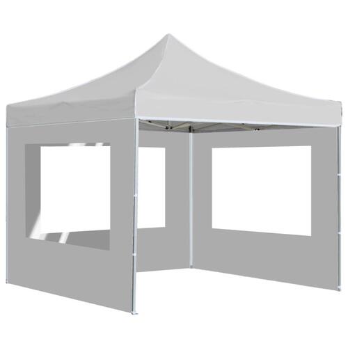 Foldbart festtelt med vægge aluminium 3 x 3 m hvid