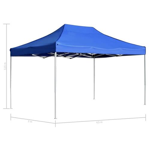 Foldbart festtelt aluminium 4,5 x 3 m blå
