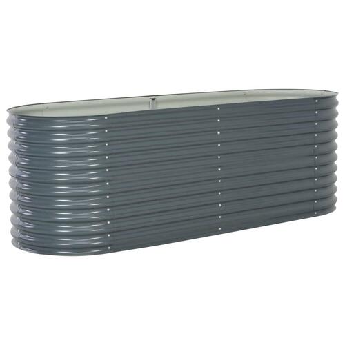 Forhøjet plantekasse 240x80x81 cm galvaniseret stål grå