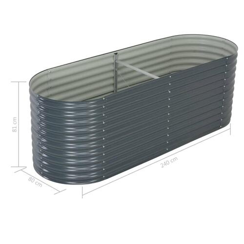 Forhøjet plantekasse 240x80x81 cm galvaniseret stål grå