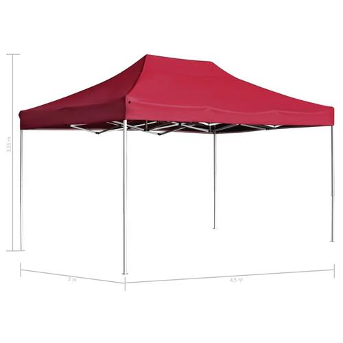 Foldbart festtelt aluminium 4,5 x 3 m vinrød