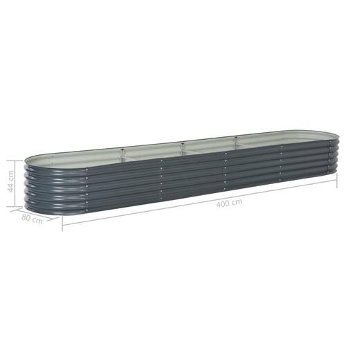 Forhøjet plantekasse 400x80x44 cm galvaniseret stål grå