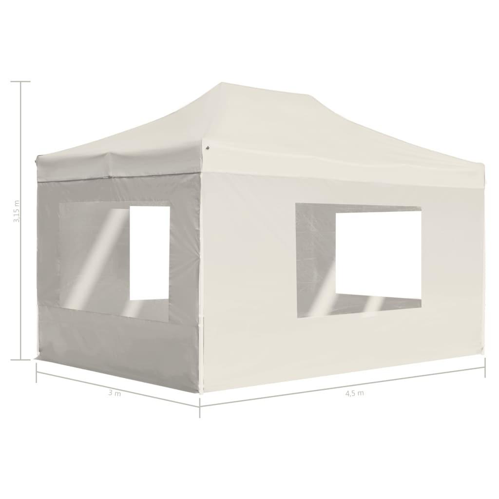 Foldbart festtelt med vægge aluminium 4,5 x 3 m cremefarvet