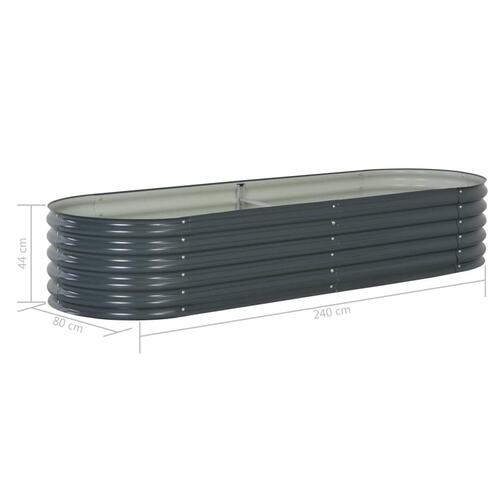 Forhøjet plantekasse 240x80x44 cm galvaniseret stål grå