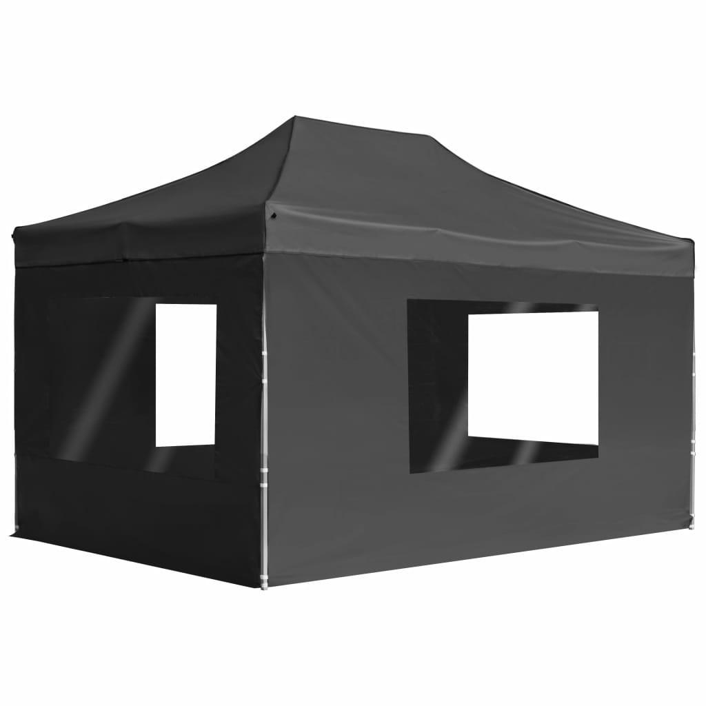 Foldbart festtelt med vægge aluminium 4,5 x 3 m antracitgrå