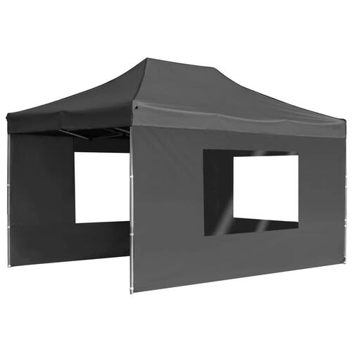 Foldbart festtelt med vægge aluminium 4,5 x 3 m antracitgrå