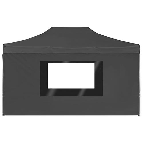 Foldbart festtelt med vægge aluminium 4,5 x 3 m antracitgrå