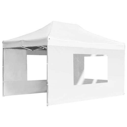 Foldbart festtelt med vægge aluminium 4,5 x 3 m hvid