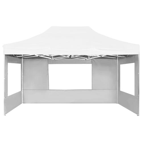Foldbart festtelt med vægge aluminium 4,5 x 3 m hvid