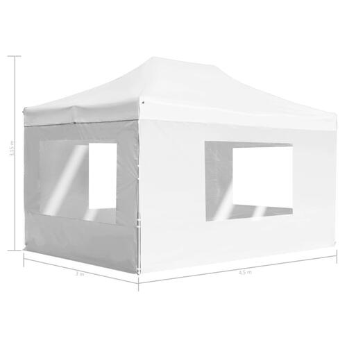 Foldbart festtelt med vægge aluminium 4,5 x 3 m hvid