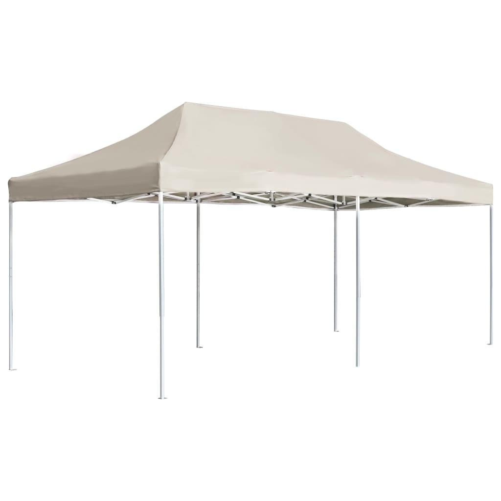 Foldbart festtelt aluminium 6 x 3 m cremefarvet