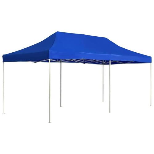 Foldbart festtelt aluminium 6 x 3 m blå