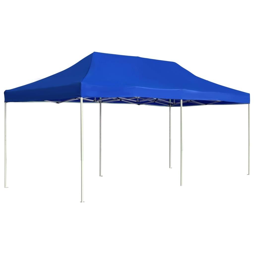 Foldbart festtelt aluminium 6 x 3 m blå