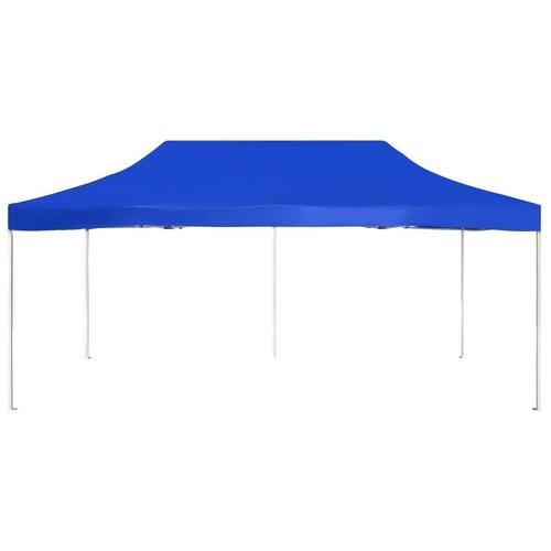 Foldbart festtelt aluminium 6 x 3 m blå