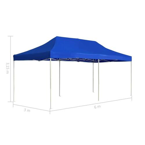 Foldbart festtelt aluminium 6 x 3 m blå