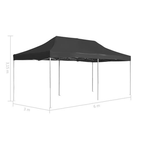 Foldbart festtelt aluminium 6 x 3 m antracitgrå