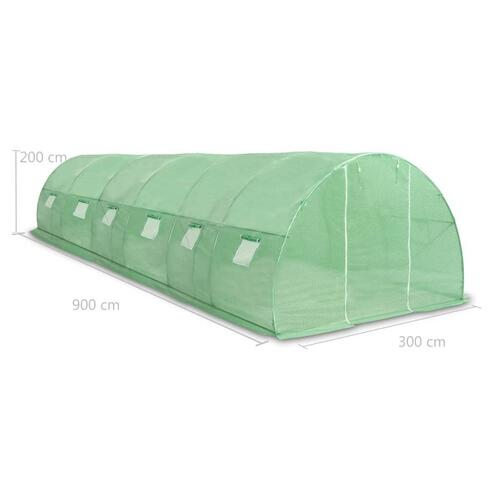Drivhus 27 m² 900x300x200 cm
