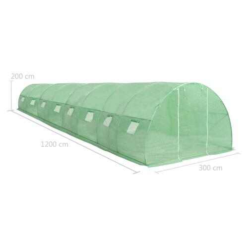 Drivhus 36 m² 1200x300x200 cm