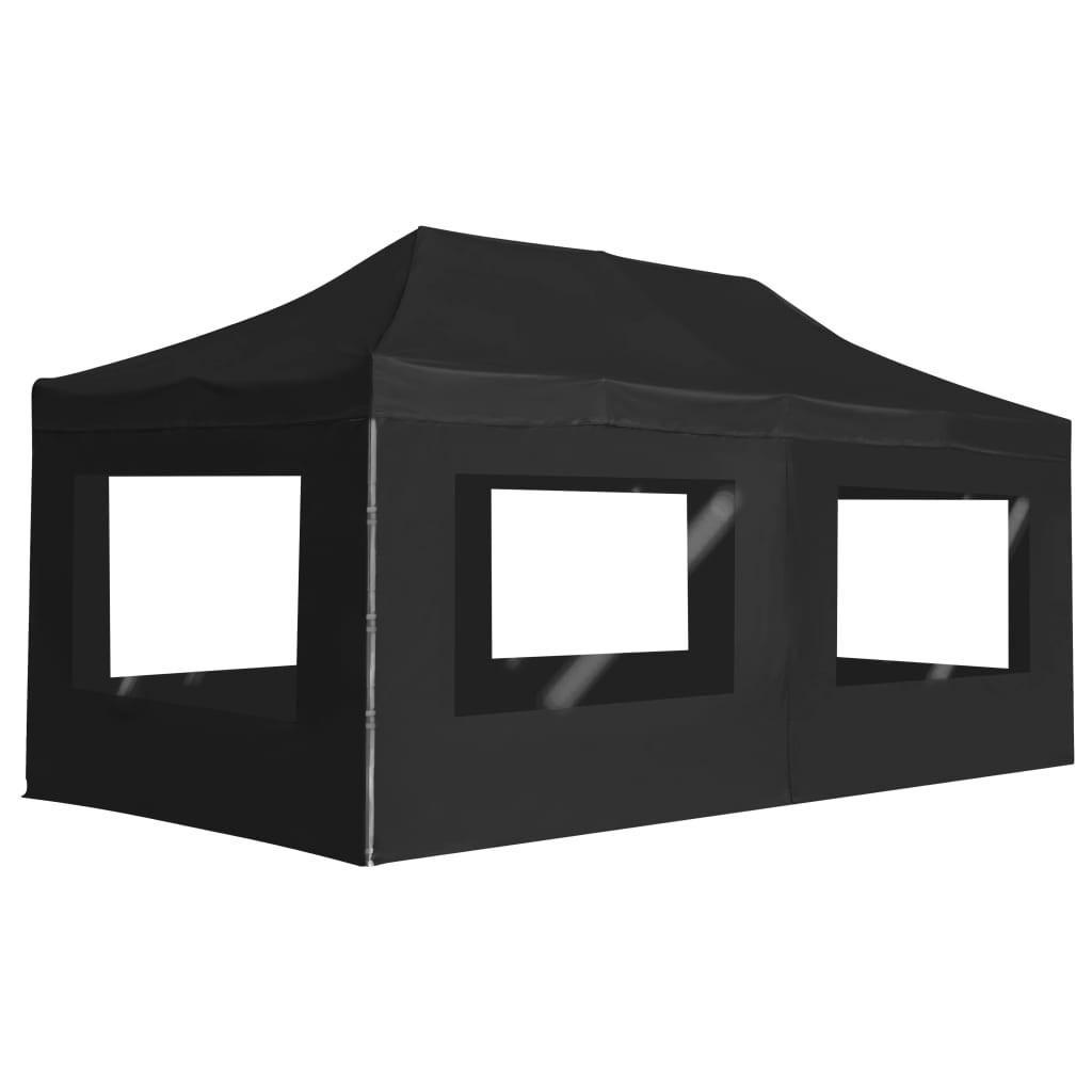 Foldbart festtelt med vægge aluminium 6 x 3 m antracitgrå