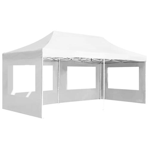 Foldbart festtelt med vægge aluminium 6 x 3 m hvid