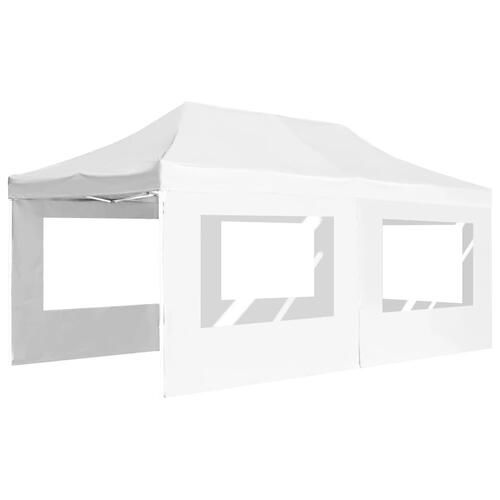 Foldbart festtelt med vægge aluminium 6 x 3 m hvid