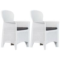 Havestole 2 stk. med hynde plastik rattanlook hvid