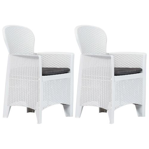 Havestole 2 stk. med hynde plastik rattanlook hvid