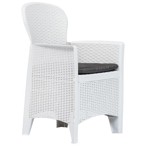 Havestole 2 stk. med hynde plastik rattanlook hvid