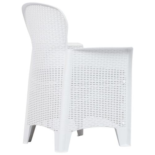 Havestole 2 stk. med hynde plastik rattanlook hvid