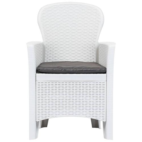 Havestole 2 stk. med hynde plastik rattanlook hvid