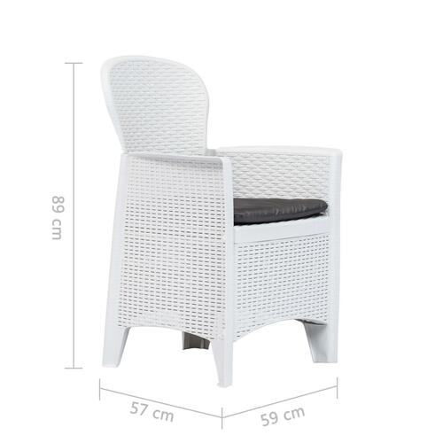 Havestole 2 stk. med hynde plastik rattanlook hvid