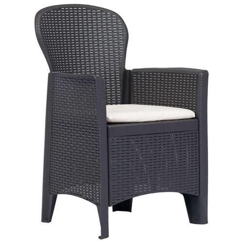 Havestole 2 stk. med hynde plastik rattanlook brun