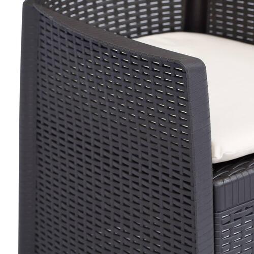 Havestole 2 stk. med hynde plastik rattanlook brun