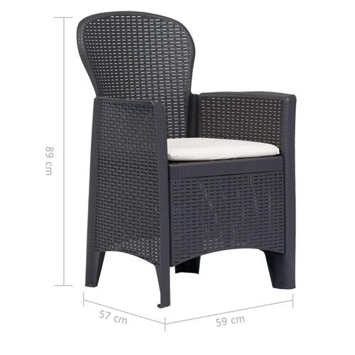 Havestole 2 stk. med hynde plastik rattanlook brun