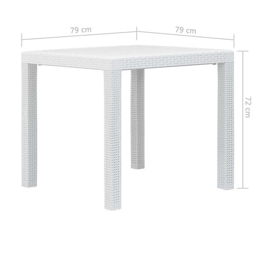 Havebord 79 x 79 x 72 cm plastik rattanlook hvid