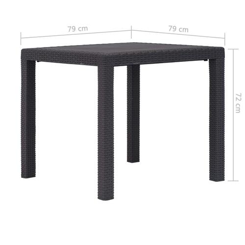 Havebord 79 x 79 x 72 cm plastik rattanlook brun