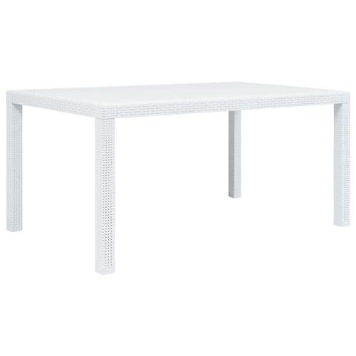 Havebord hvid 150 x 90 x 72 cm plastik rattanlook