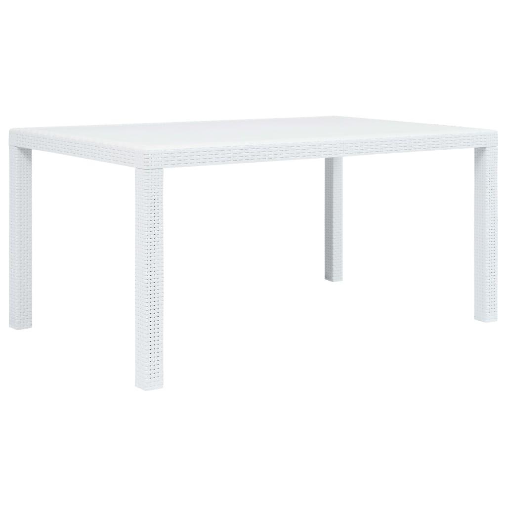 Havebord hvid 150 x 90 x 72 cm plastik rattanlook