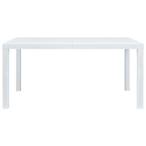 Havebord hvid 150 x 90 x 72 cm plastik rattanlook