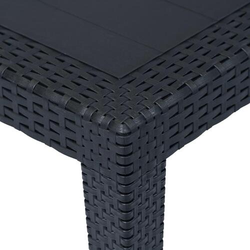 Havebord 150 x 90 x 72 cm plastik rattanlook antracitgrå