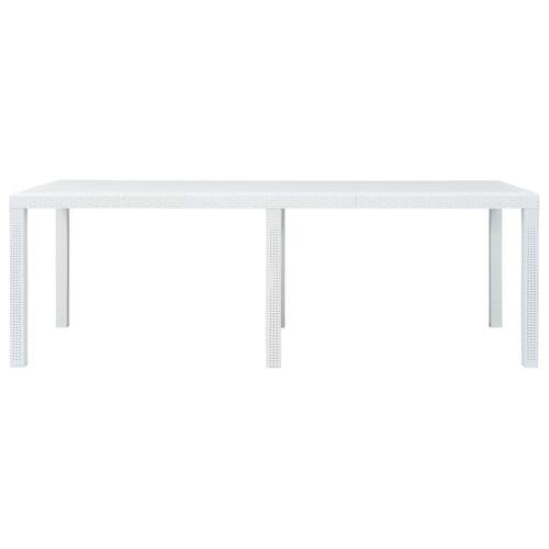 Havebord 220x90x72 cm plastik rattan-look hvid