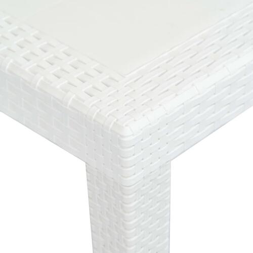 Havebord 220x90x72 cm plastik rattan-look hvid
