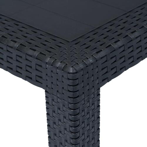 Havebord 220 x 90 x 72 cm plastik rattanlook antracitgrå