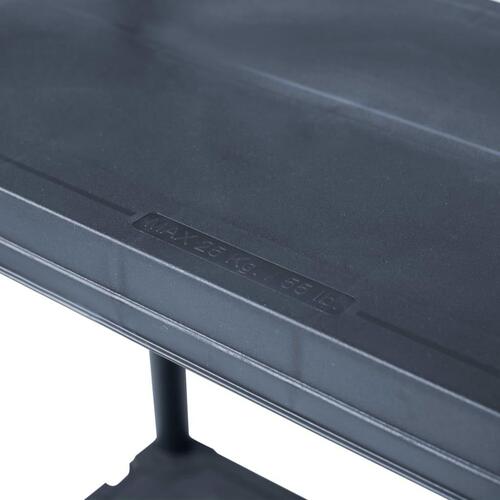 Opbevaringsreol plastik 125 kg 60 x 30 x 180 cm sort